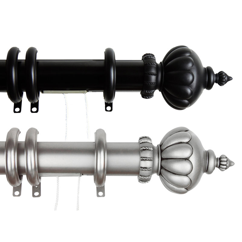 Joanie Steel Adjustable Single Curtain Rod, 30" - 48" W, Satin Nickel