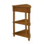 Table basse d'angle brune à 3 niveaux avec pieds en bois massif pour petits espaces, plateau imperméable brun