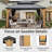 Hardtop Gazebo, Wooden Coated Aluminum Frame Canopy With Galvanized Steel Double Roof, Outdoor Permanent Metal Pavilion With Curtains And Netting For Patio, Deck And Lawn