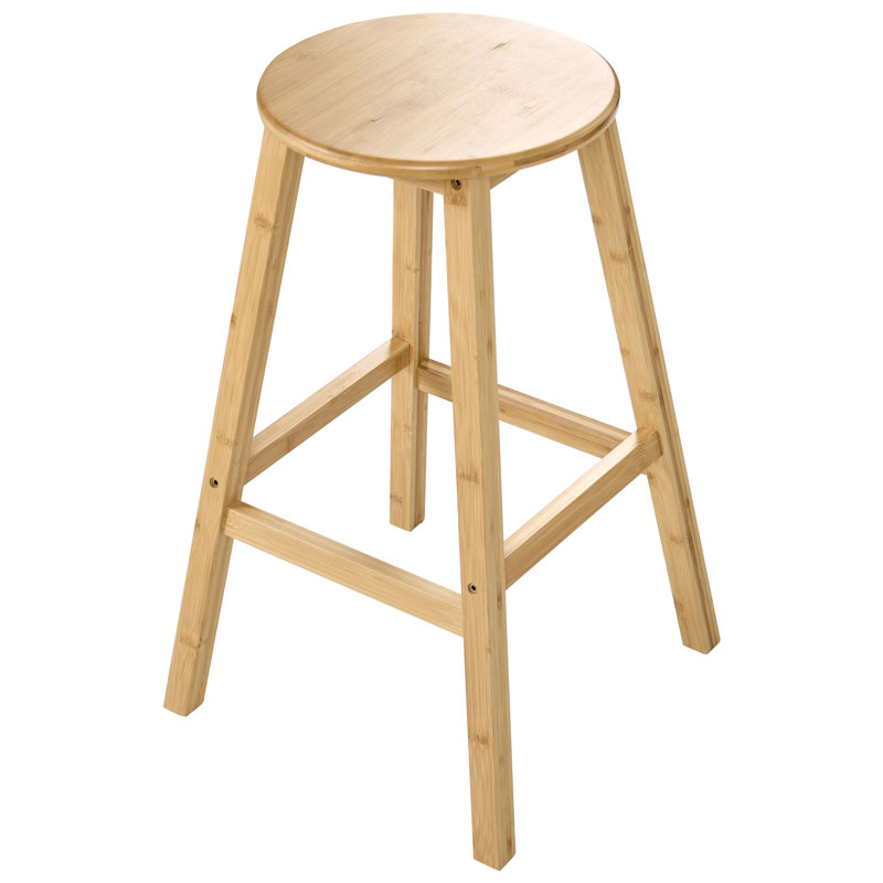 Counter Stool with Solid Wood Frame, Light Brown