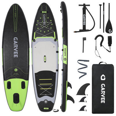 Planche à pagaie gonflable autoportante de 11 pi, SUP large avec support pour caméra, plateau en EVA antidérapant, capacité de 350 lb, accessoires inclus