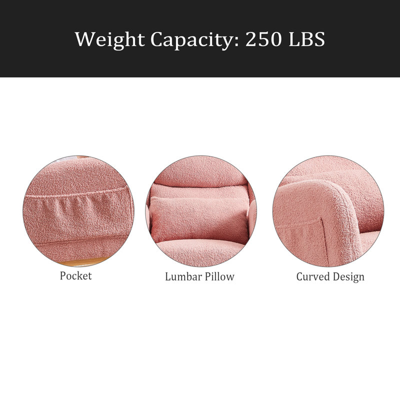 Chaise berçante moderne avec accoudoirs 27,2 po, Rose