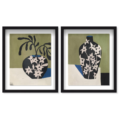 Noir Vase Set Framed Graphic Art