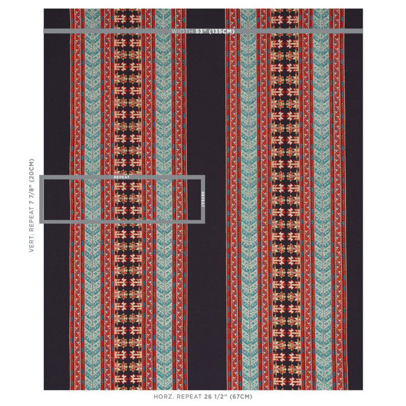 Tissu brodé Vinka, Rouge/noir