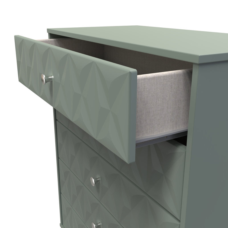 Fully Assembled Herland 5 - Drawer Chest of Drawers, Reed Green