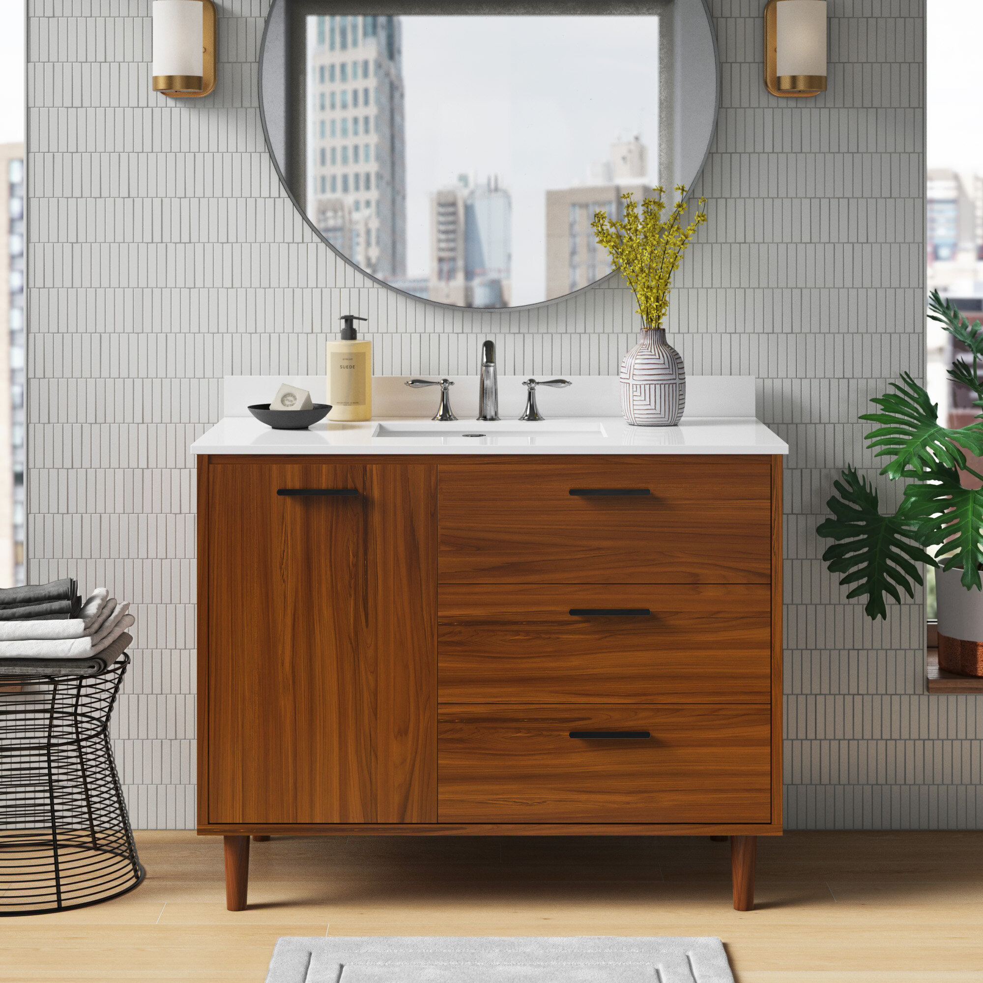 Alphonse 42'' Single Bathroom Vanity With Resin Top