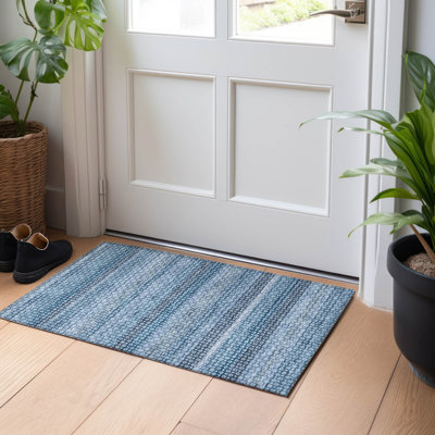 Machine Washable Indoor/Outdoor Christain ACN1420 Denim Rug