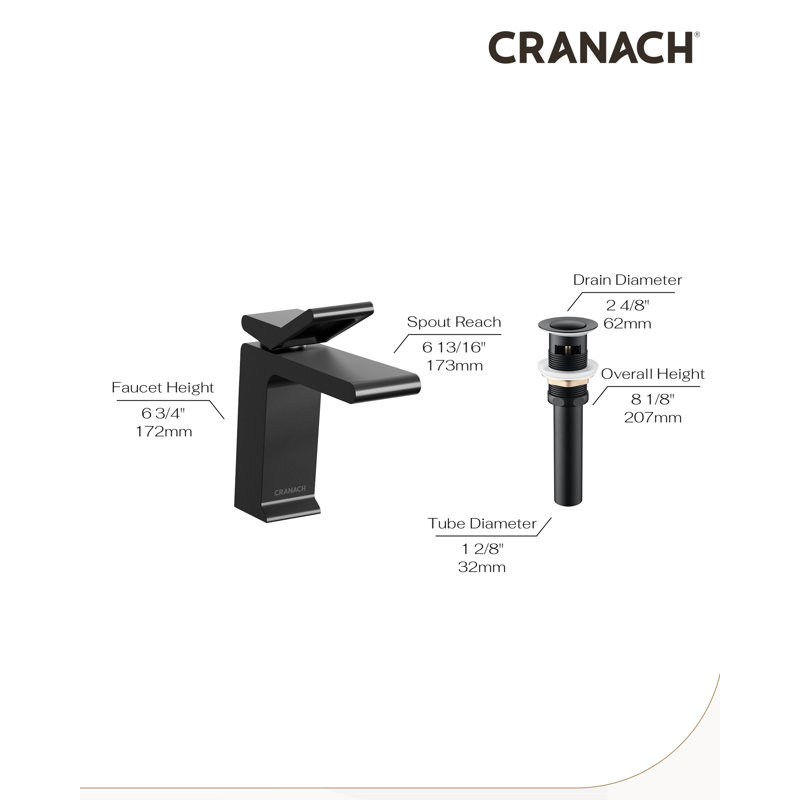 Farne Waterfall Single-Hole Single-Handle Bathroom Sink Faucet with Pop-Up Drain in Matte Black, Matte Black