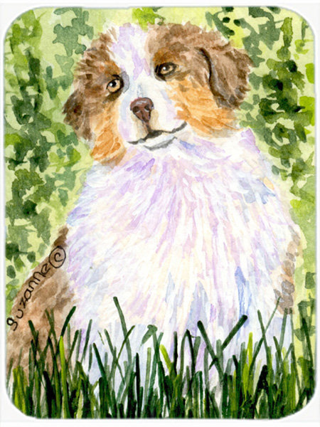 Australian Shepherd Green Glass Cutting Board