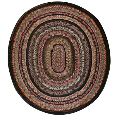 1935 American Usa Wool Antique Braided Multicolor Jewel Tones Rug
