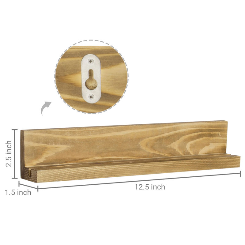 Aleck Challenge Coin Holder Solid Wood Floating Shelf, Brown