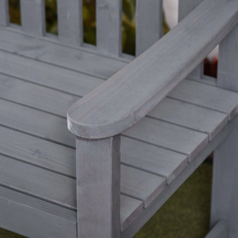 Outsunny 56 Wooden Garden Bench with Armrests and Backrest, Gray