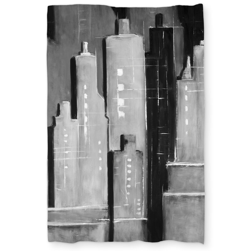 Abstract Black and White Buildings Gray Industrial Duvet Cover