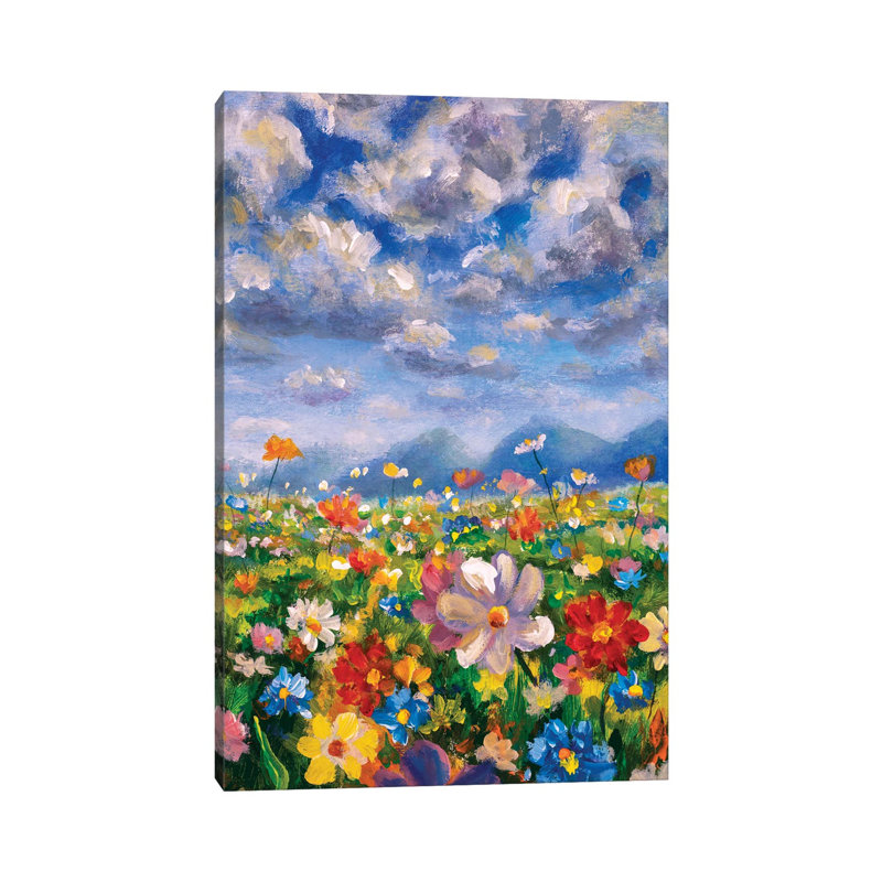 Wildflowers in the Mountains 1 Piece Wrapped Canvas Painting, 30.48 cm H x 45.72 cm W