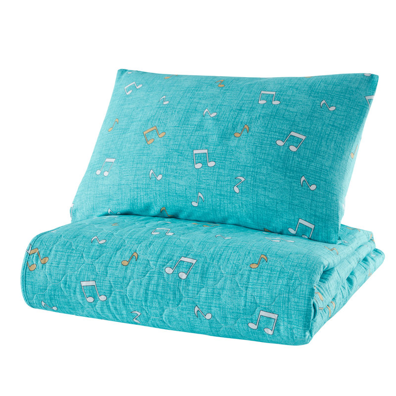 Ensemble de couvre-lit 100% coton menthe / blanc Hedwige