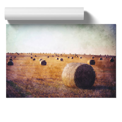 Hay Bales Painting - Frameless Print