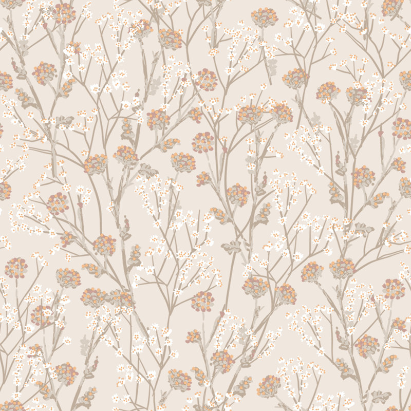 Blossom Branches Grey Beige Wallpaper, Beige