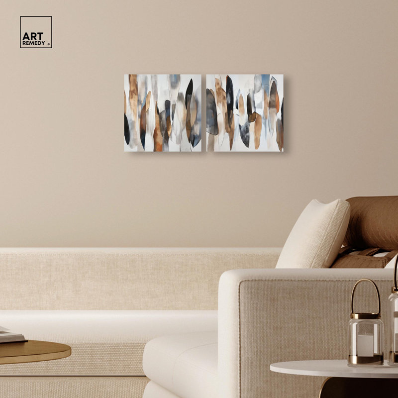 Espresso Martini, ensemble de 2 toiles terreuses par Art Remedy, H 12 po x l 12 po, Toile tendue