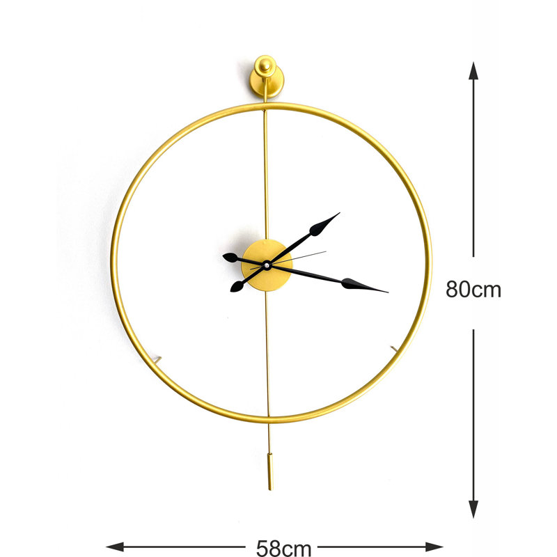 Elegant Decorative Metal Wall Clock, Gold Finish, 22.8 x 31.5 x 2.8 inches | 100% Metal Construction, Lightweight at 5.5 lbs | Perfect for Living Room, Office & Home Decor, Stylish and Functional Timepiece