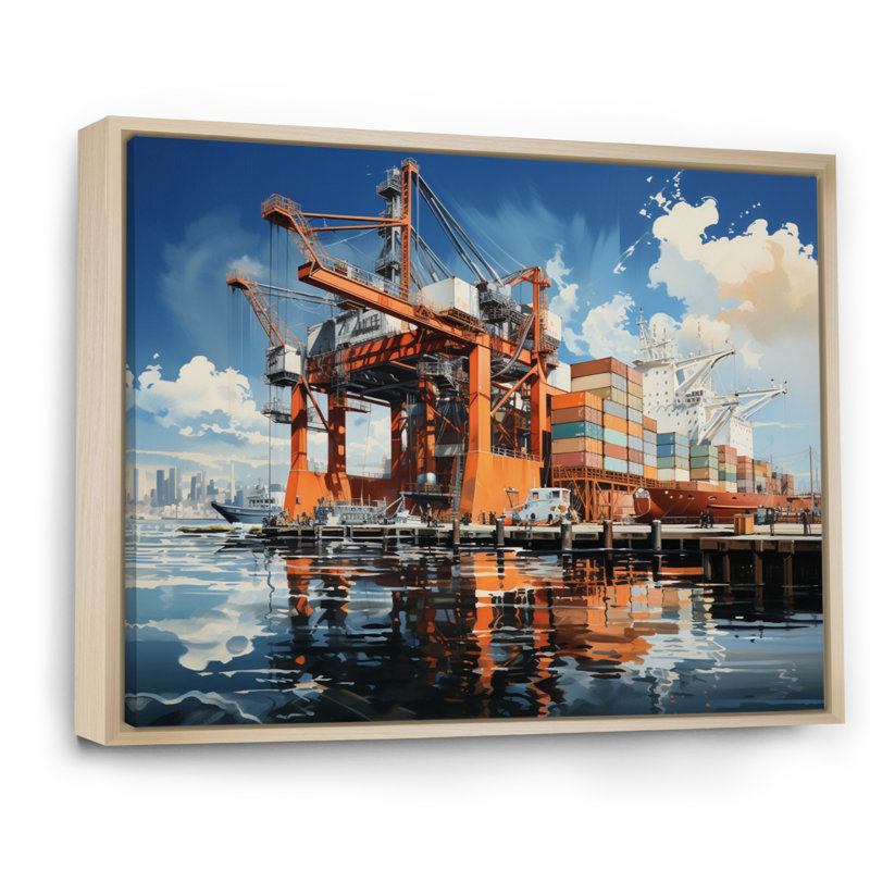 Port Industrial Elegance II - Nautical & Beach Wall Decor, H 34 po x l 44 po x P 1,5 po, Cadre naturel flottant