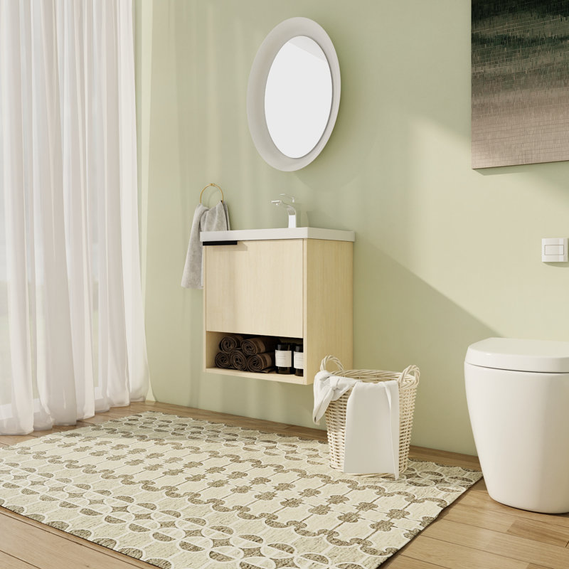 Ensemble de meuble-lavabo mural simple 19,97 po avec plateau en céramique Oreskovich