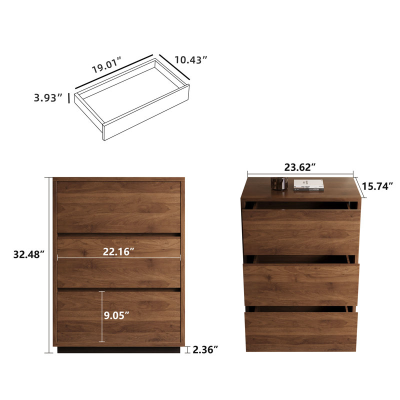 Roanoke 3-drawer Storage Dressing Table Clothing Storage Cabinet Bedroom Storage Dressing Table
