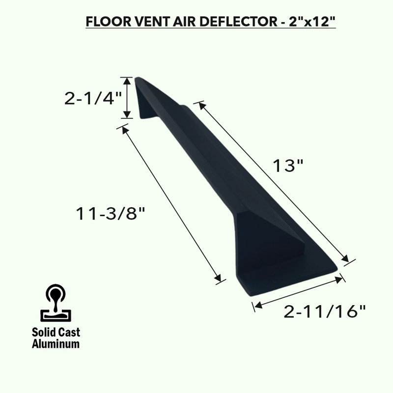 Déflecteur en métal massif 2 po x 12 po en fonte d'aluminium incassable | Inverseur d'air et de chaleur, Blanc