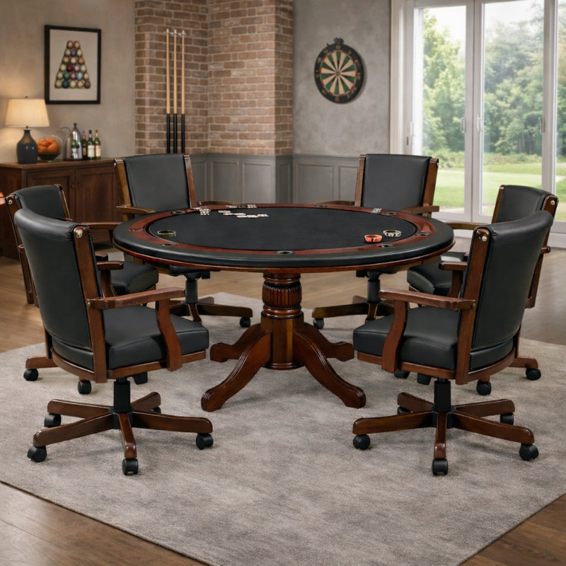 Table de poker et de salle à manger de 60 pouces par la salle de jeux RAM, Châtaigne