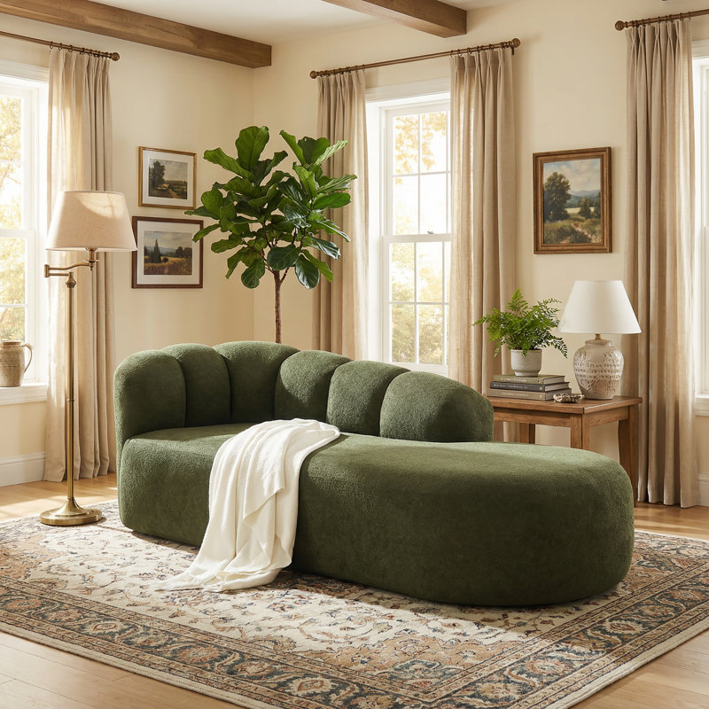Chaise longue rembourrée Airella, Vert olive