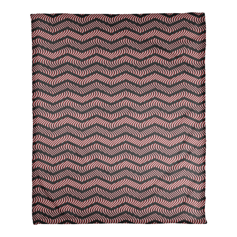 Couverture polaire à chevrons ondulés, l 60 po x L 80 po, Noir / rouge