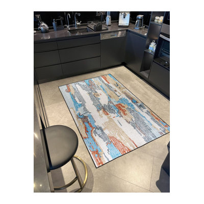 Tapis tissé à motif coulant lavable en machine