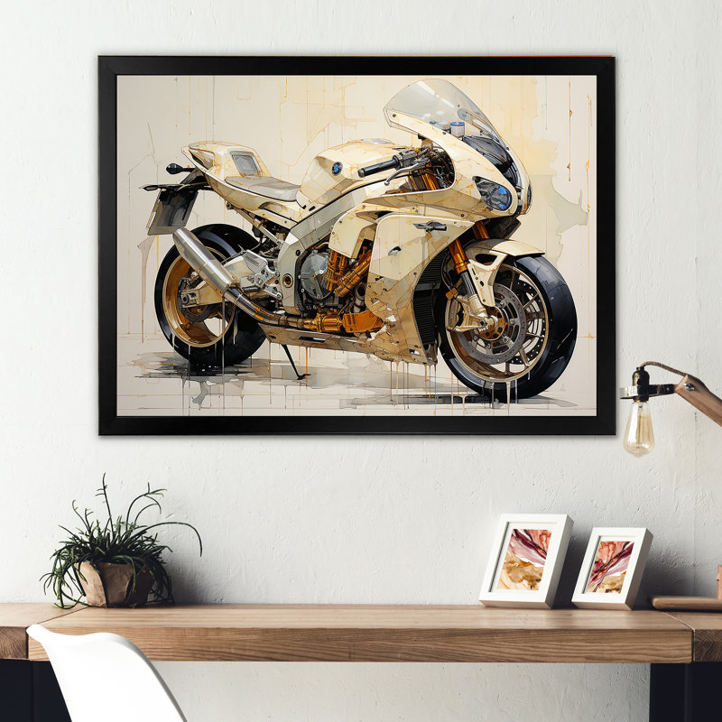 Minimalisme à moto I sur toile, H 30 po x l 40 po x P 1,5 po, Cadre simple noir