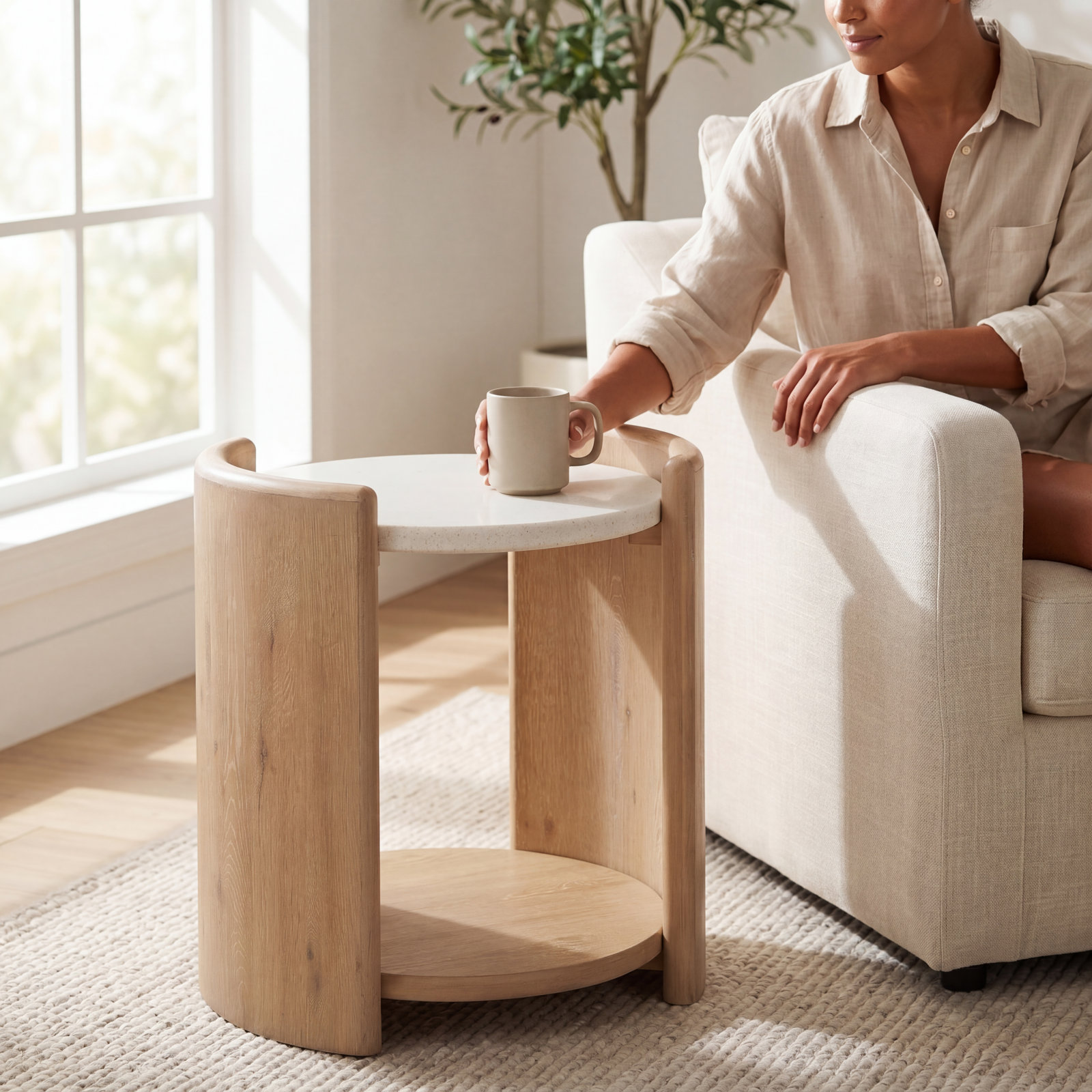 Hira Stone End Table
