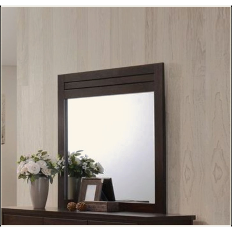 Miroir à finition acajou