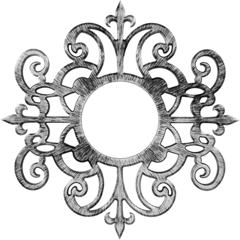 Médaillon de plafond 16 po x 16 pi x P 5 1/4 po x P 1/2 po Dijon, H 16 po x l 16 po x P 0,5 po, Étain antique