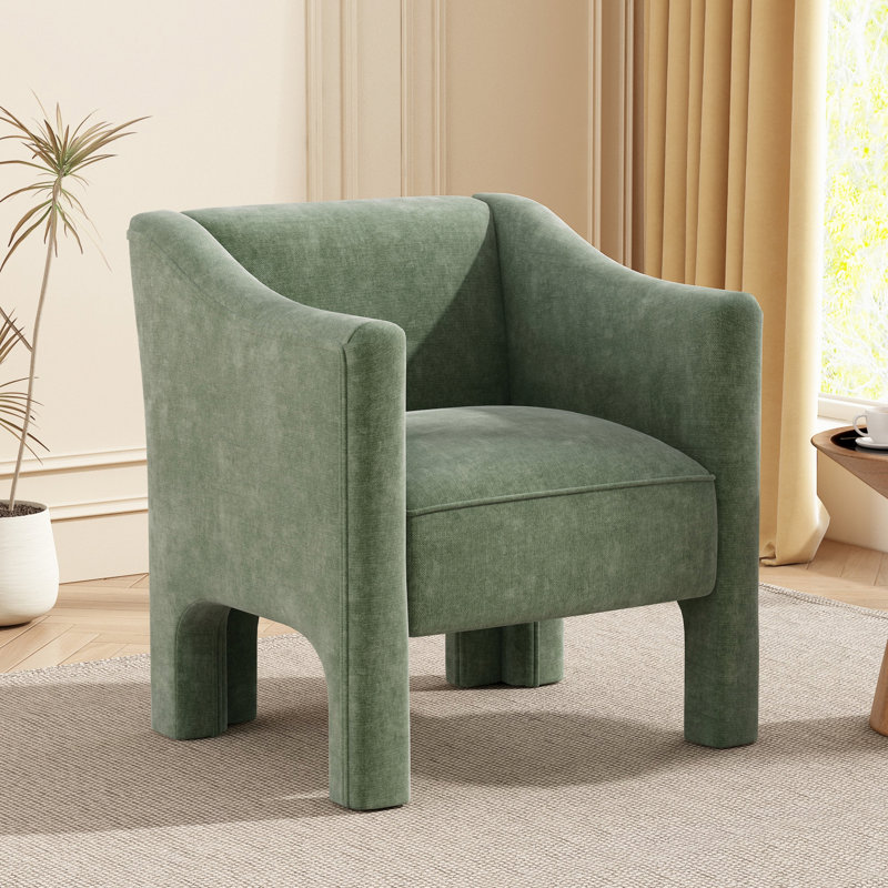 Fauteuil demi-tonneau moderne, fauteuil d'appoint, fauteuil rembourré pour le salon et la chambre à coucher, Vert