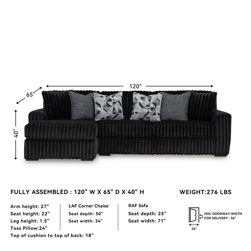 Bridgnorth 2-Piece Sectional Sofa With Chaise, Left Hand Facing