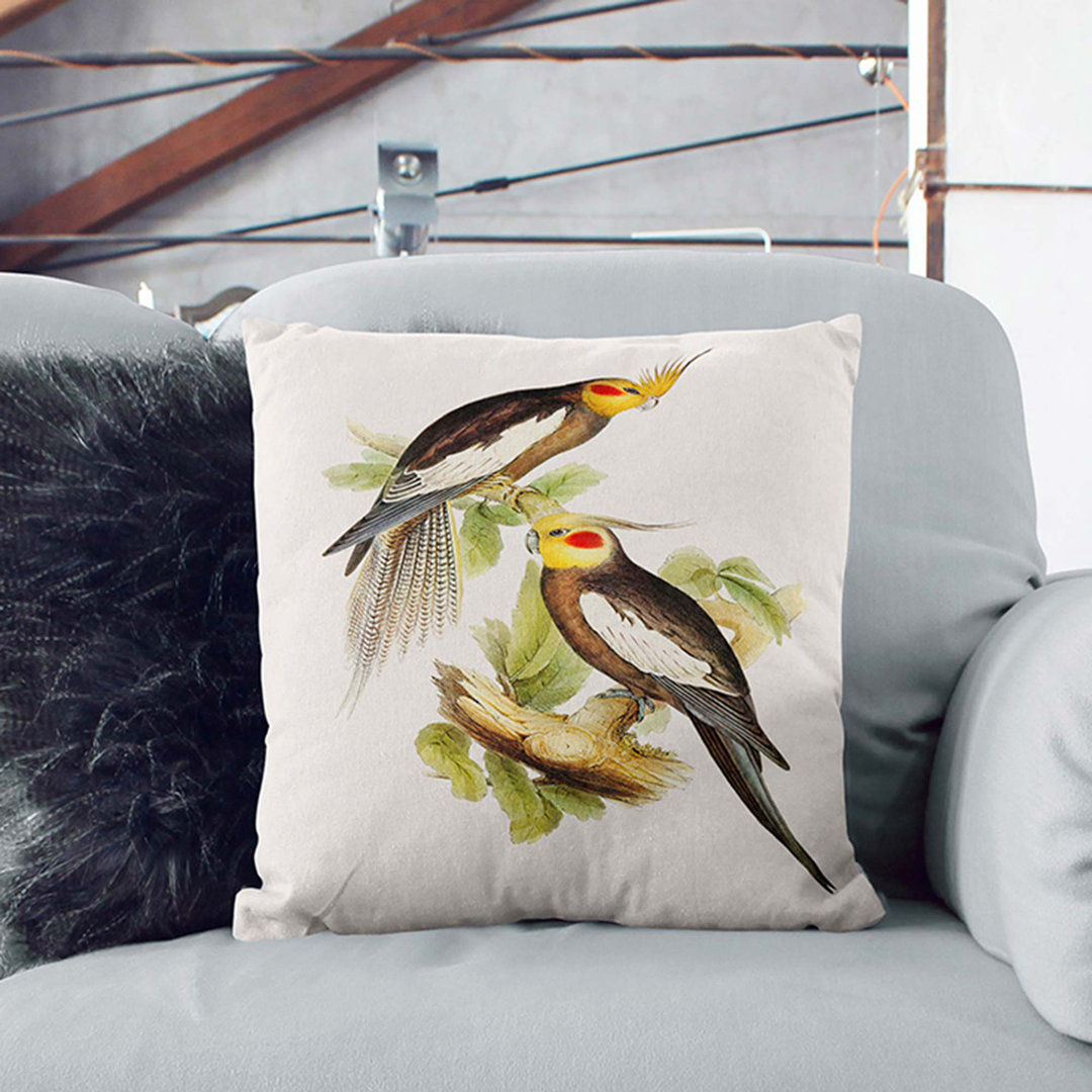 Cockatoo Parakeets by Elizabeth Gould Cushion with Filling