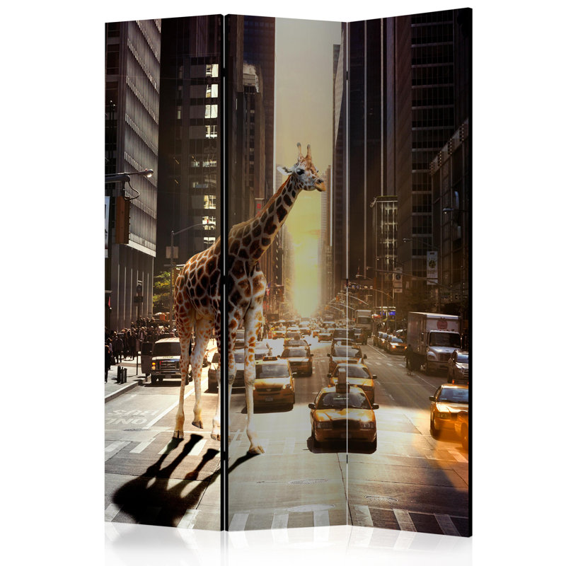 Guztavo 135cm W x 172cm H 3 - Panel Solid Wood Folding Room Divider