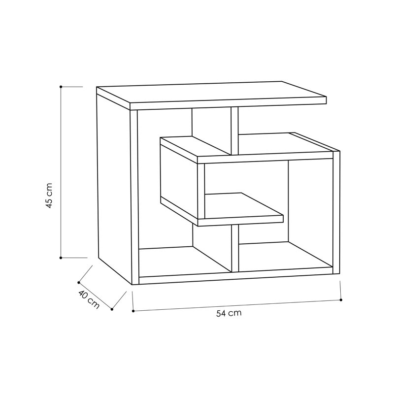 Labirent Modern 4-Tier Side Table with Ample Storage, Oak 1