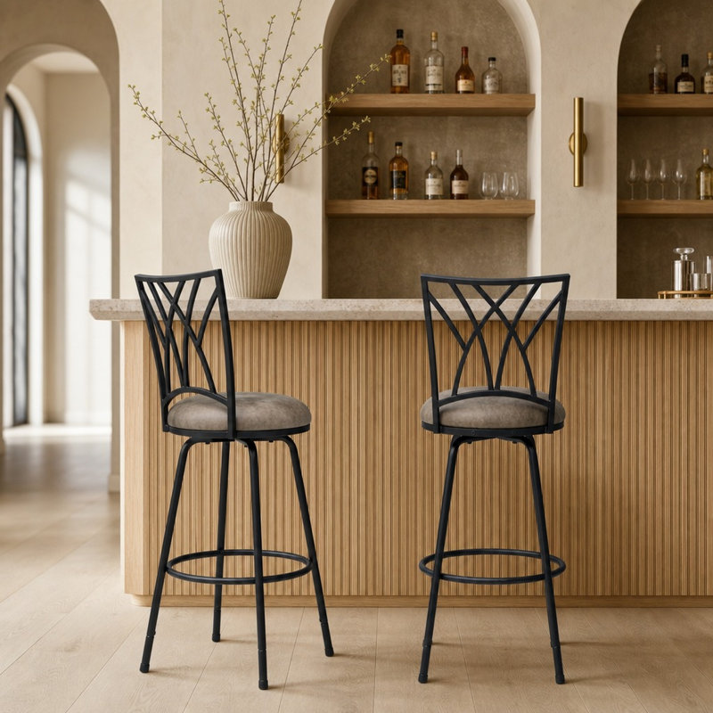 Tabouret de bar pivotant réglable Hudson, hauteur comptoir et bar - Paquet de 2, Beach Sand