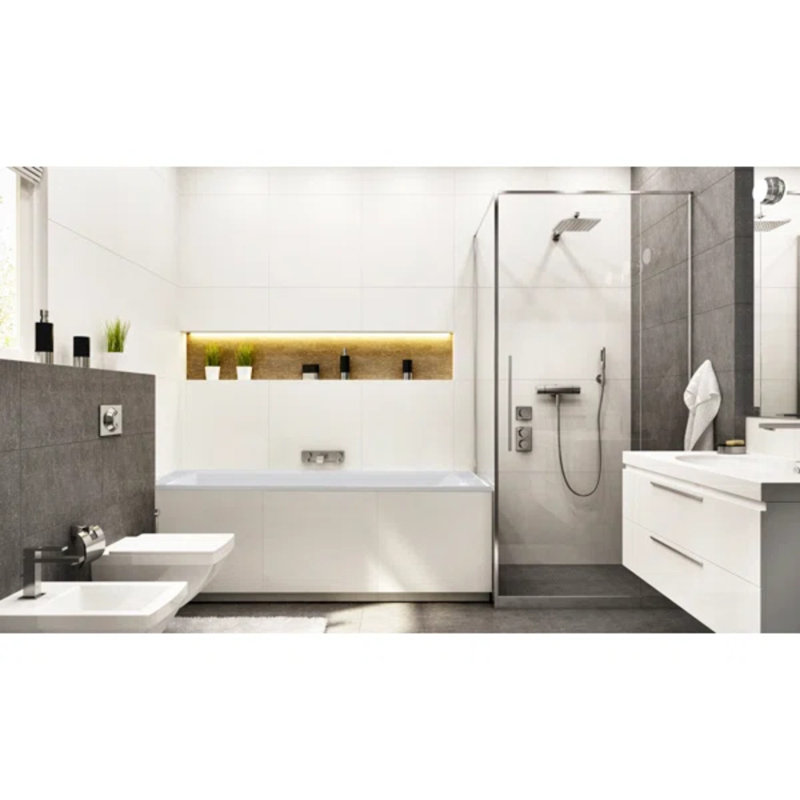 Angel 72'' x 42'' Drop-In Whirlpool Acrylic Bathtub, Almond, Polished Chrome