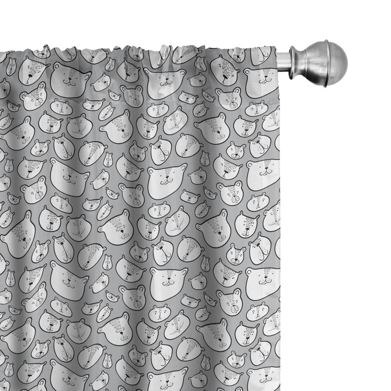 Bear Semi-Sheer Rod Pocket Curtain Panels, 28" x 63"