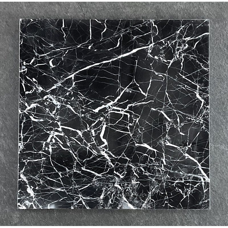 Carreau de marbre et de plancher en marbre micro-biseauté 12 po x 12 po Nero Marquina