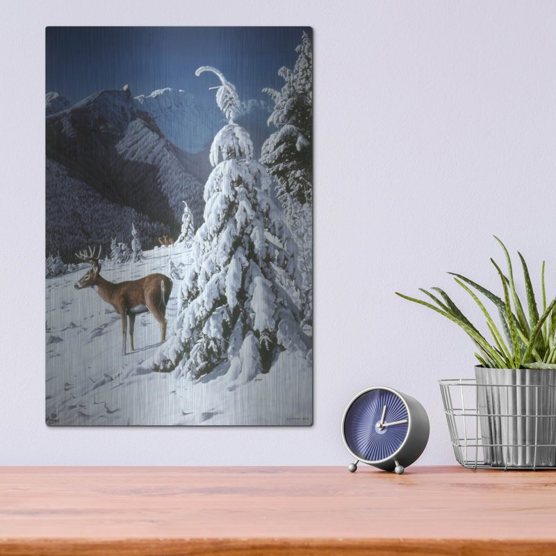 «April Snow» par Ron Parker sur métal, H 16 po x l 12 po