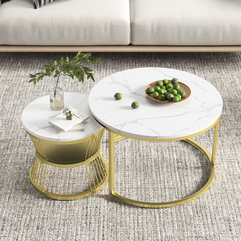 Coffee Table with Storage, Gold