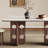 Rectangular walnut wood-colored rock plate table-1747482827