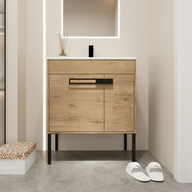 Meuble-lavabo simple avec plateau en céramique Hanfa