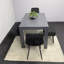 Dark Grey Arrow Design Wooden Dining Table with Black Velvet Chairs and 2 Velvet Benches-901543315