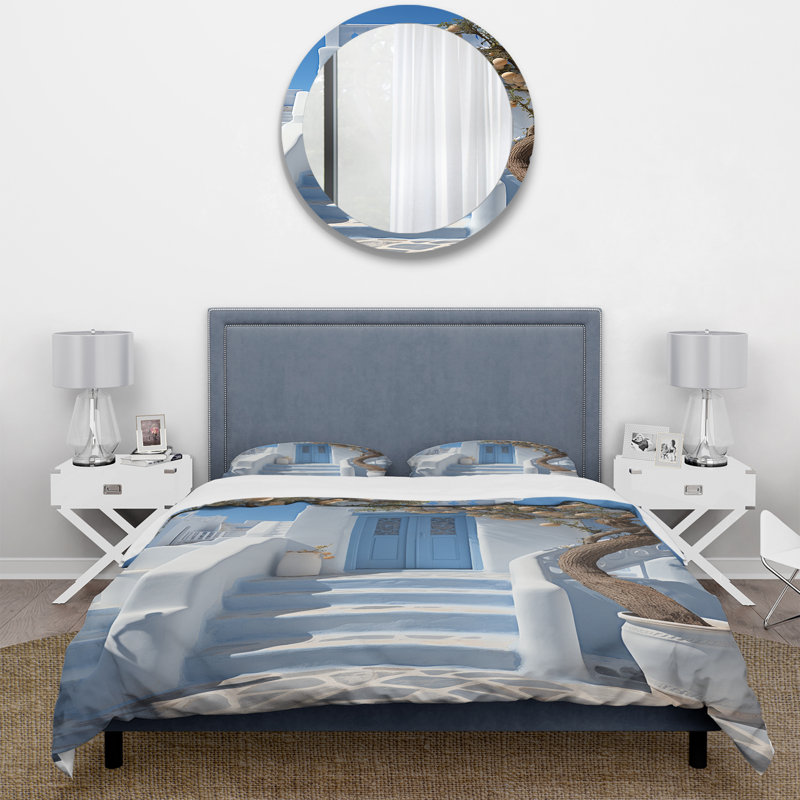 Grèce Cycladic Harmony I - Ensemble de housse de couette Paysages - Microfibre de polyester